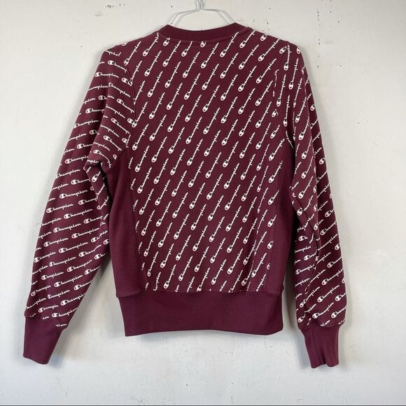 CHAMPION REVERSE WEAVE AOP CREWNECK SWEATSHIRT XS Burgundy Maroon Men’s Unisex - Picture 11 of 11